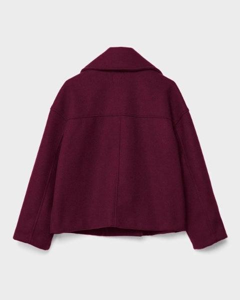 Manteau court femme croise en laine - Minimaliste et elegant