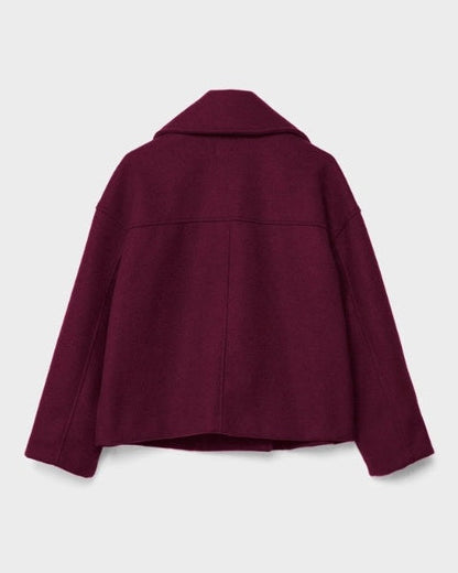 Manteau court femme croise en laine - Minimaliste et elegant