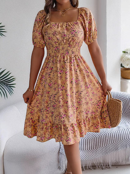 Femme Robe d’Été Mi-Longue à Fleurie Élégante Décontractée – Stylée, Flatteuse