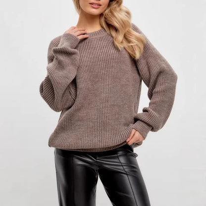 Jersey de punto grueso liso para mujer - Corte cómodo y abrigado
