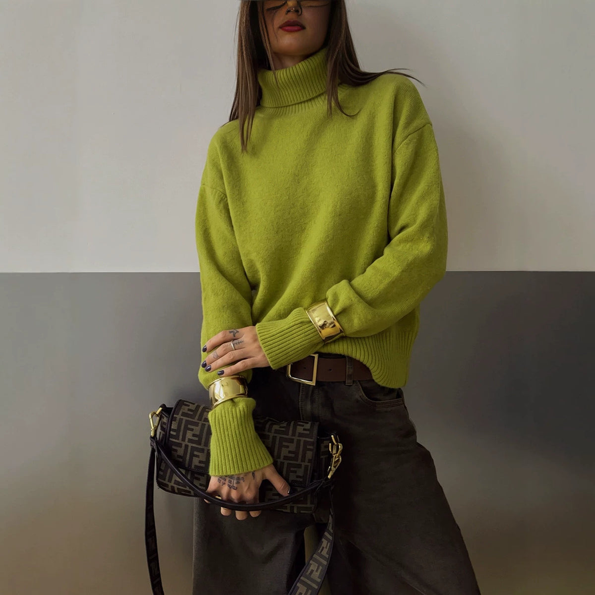 Pull en maille unie ample pour femme – Un style décontracté et confortable pour tous les jours