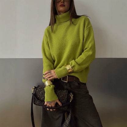 Pull en maille unie ample pour femme – Un style décontracté et confortable pour tous les jours
