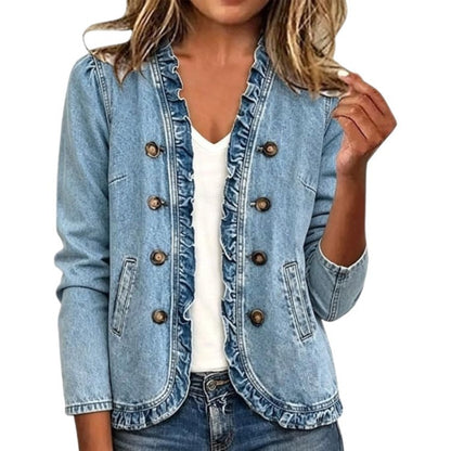 Giacca di jeans da donna con fondo svasato e bottoni - Casual e originale