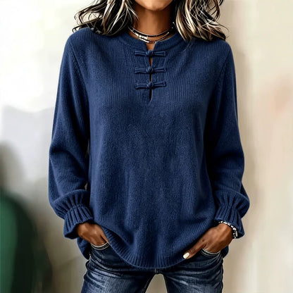 Women's knit sweater - Mock neck and relaxed fit