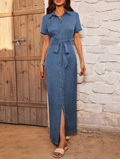 Robe Longue Élégante Femme à Boutonnage Simple – Fluide, Légère, Flatteuse