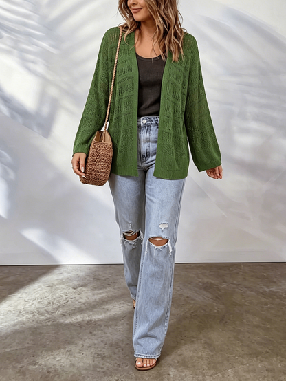 Cardigan femme ajoure en maille legere