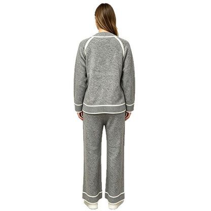 Set da donna di tendenza a due pezzi – Top a blocchi di colore e pantaloni abbinati