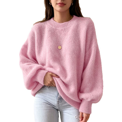 Loose-fitting women's crew-neck sweater - Soft and comfortable