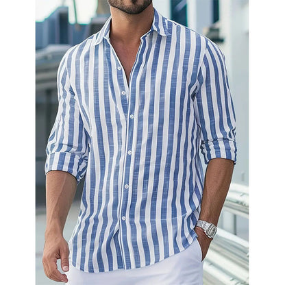 Chemise rayée élégante pour homme – Manche longue style décontracté et moderne