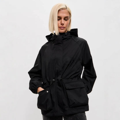 Lightweight women's hooded jacket with drawstring - Practical and casual