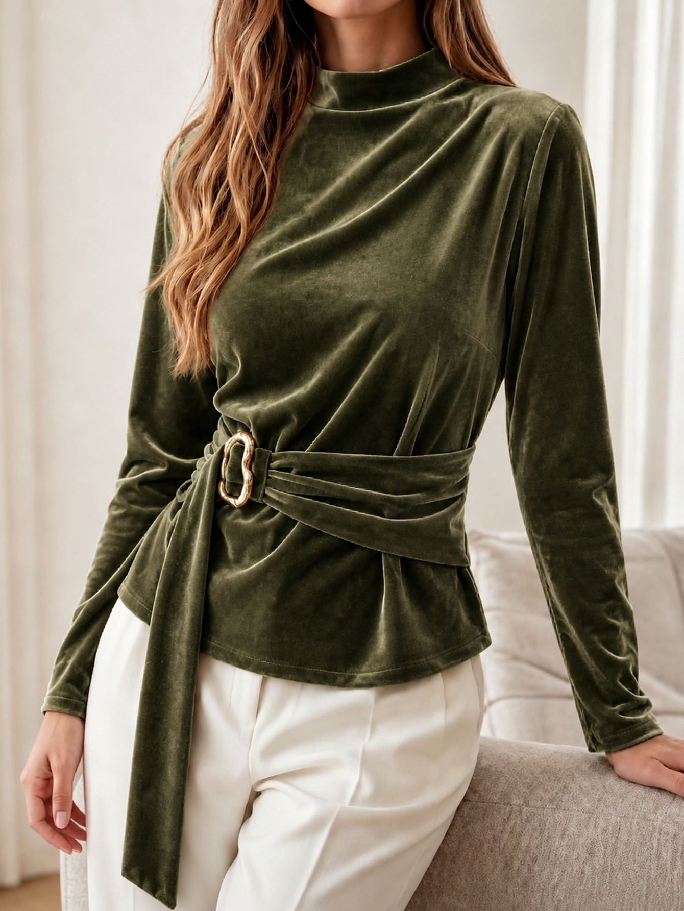 Maglia da donna in poliestere a maniche lunghe - Semplice e versatile