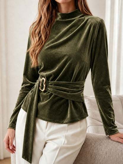 Maglia da donna in poliestere a maniche lunghe - Semplice e versatile