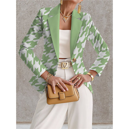 Marineblå blazer til kvinder med hvide prikker – Chic, elegant og afslappet stil