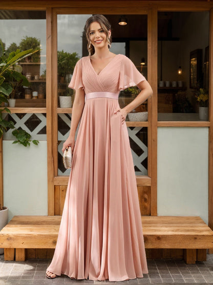Robe de demoiselle d'honneur trapèze pour femme – Style élégant et formel pour une cérémonie de mariage