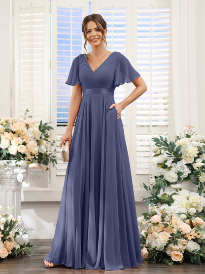 Robe de demoiselle d'honneur trapèze pour femme – Style élégant et formel pour une cérémonie de mariage
