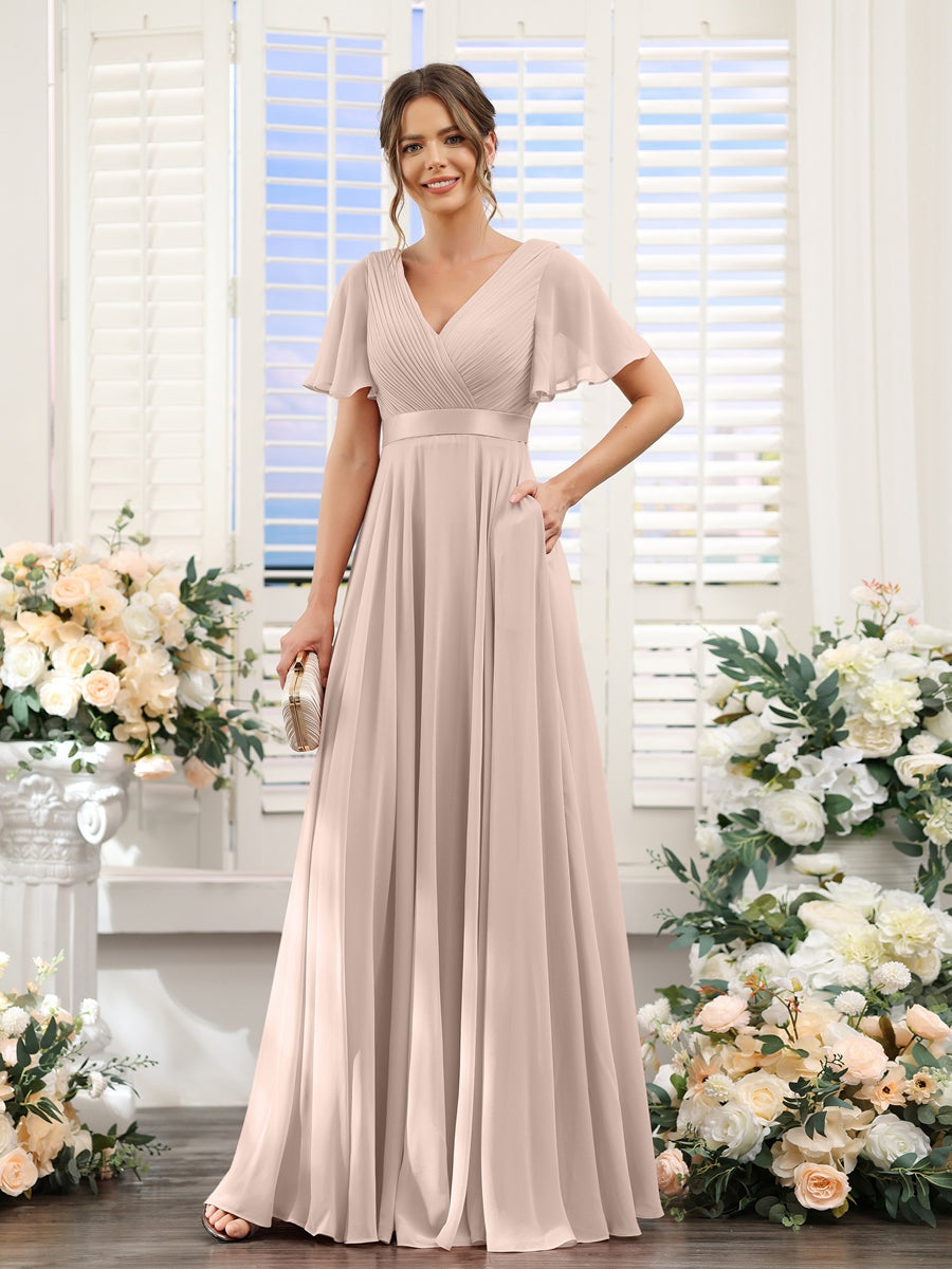 Robe de demoiselle d'honneur trapèze pour femme – Style élégant et formel pour une cérémonie de mariage