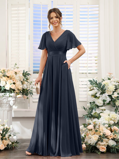 Robe de demoiselle d'honneur trapèze pour femme – Style élégant et formel pour une cérémonie de mariage