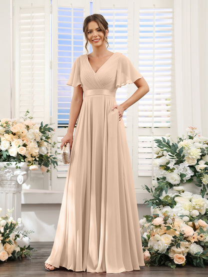 Robe de demoiselle d'honneur trapèze pour femme – Style élégant et formel pour une cérémonie de mariage