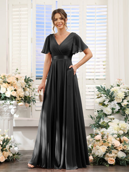 Robe de demoiselle d'honneur trapèze pour femme – Style élégant et formel pour une cérémonie de mariage
