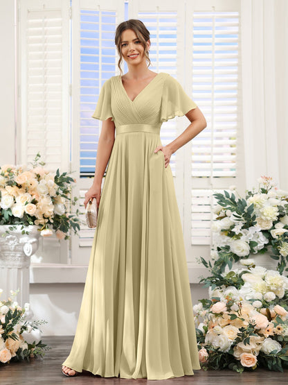 Robe de demoiselle d'honneur trapèze pour femme – Style élégant et formel pour une cérémonie de mariage