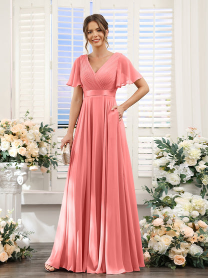 Robe de demoiselle d'honneur trapèze pour femme – Style élégant et formel pour une cérémonie de mariage