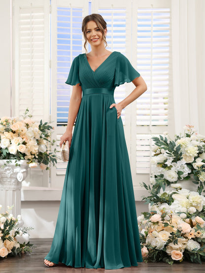 Robe de demoiselle d'honneur trapèze pour femme – Style élégant et formel pour une cérémonie de mariage