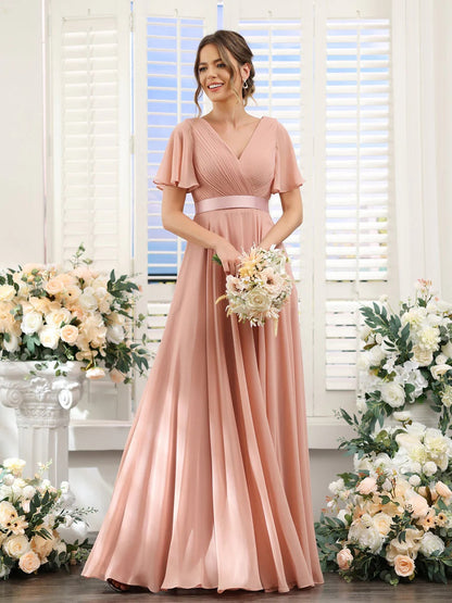 Robe de demoiselle d'honneur trapèze pour femme – Style élégant et formel pour une cérémonie de mariage