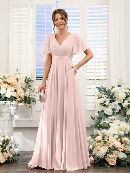 Robe de demoiselle d'honneur trapèze pour femme – Style élégant et formel pour une cérémonie de mariage