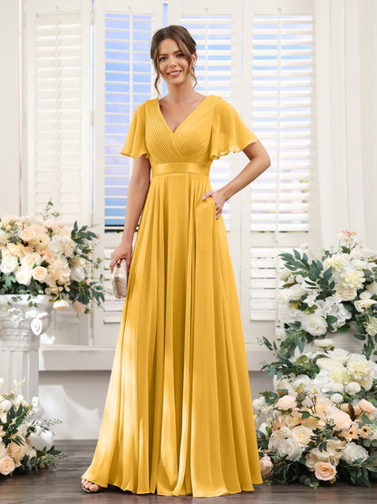 Robe de demoiselle d'honneur trapèze pour femme – Style élégant et formel pour une cérémonie de mariage