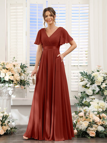 Robe de demoiselle d'honneur trapèze pour femme – Style élégant et formel pour une cérémonie de mariage