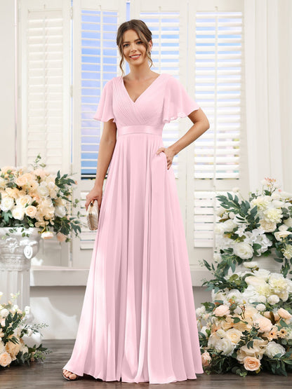 Robe de demoiselle d'honneur trapèze pour femme – Style élégant et formel pour une cérémonie de mariage