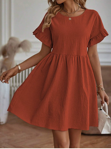 Robe Mini Femme à Col Rond – Élégante Style Décontracté au Quotidien
