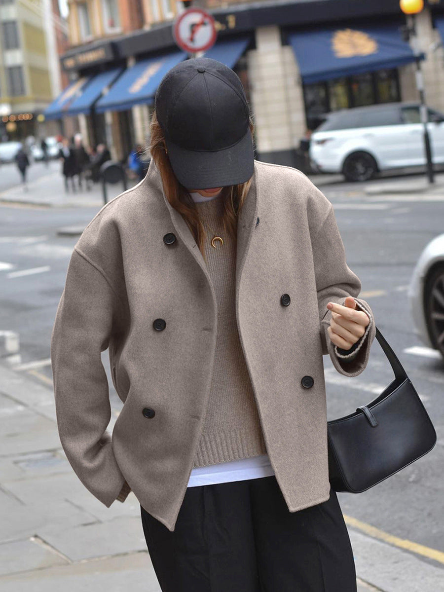 Veste Large Boutonnée pour Femme – Veste à Col Montant Tendance
