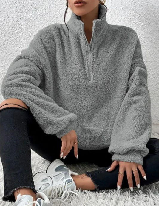 Pull décontracté duveteux pour femme