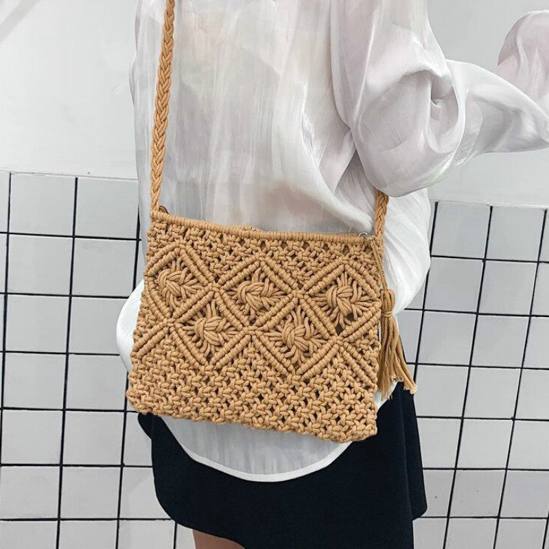 Sac Bandoulière Tressé Femme – Macramé Coton Fait Main Style Estival