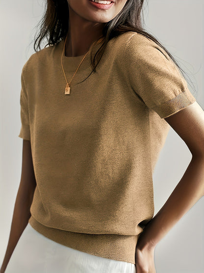 Haut en tricot classique à manches courtes pour femme