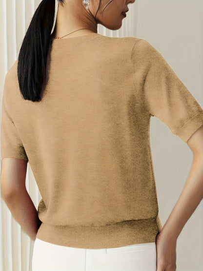 Haut en tricot classique à manches courtes pour femme
