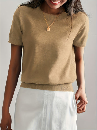 Haut en tricot classique à manches courtes pour femme