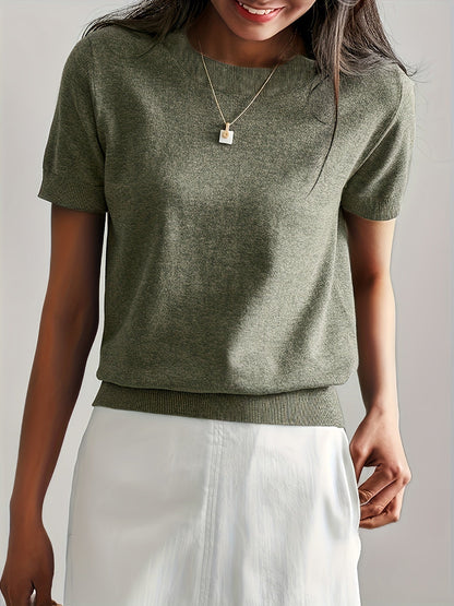 Haut en tricot classique à manches courtes pour femme