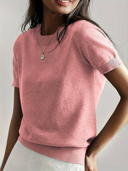Haut en tricot classique à manches courtes pour femme