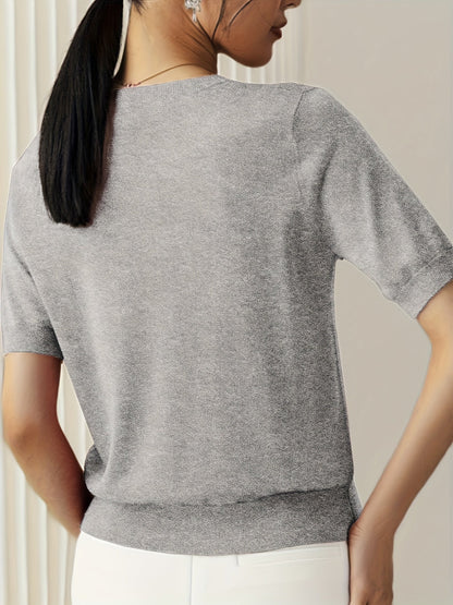 Haut en tricot classique à manches courtes pour femme