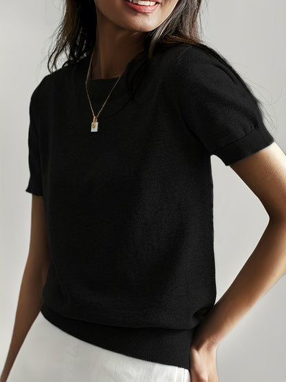 Haut en tricot classique à manches courtes pour femme