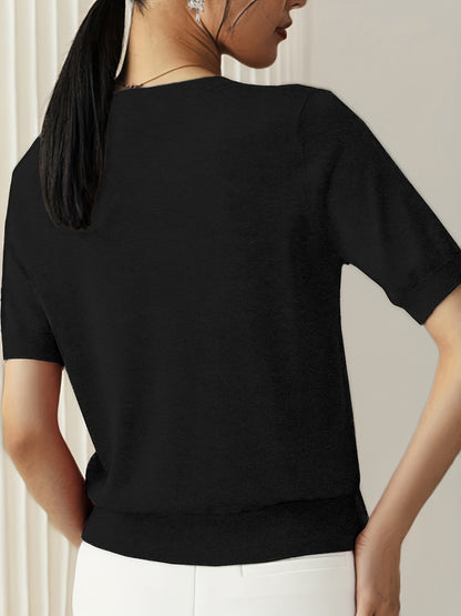Haut en tricot classique à manches courtes pour femme