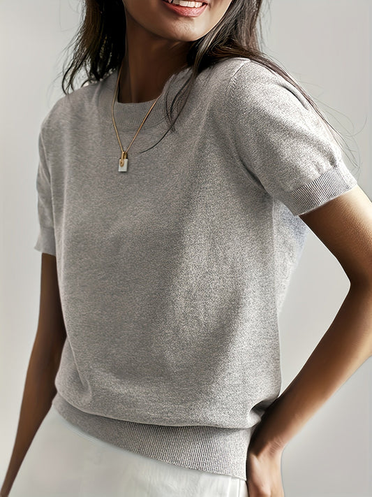 Haut en tricot classique à manches courtes pour femme