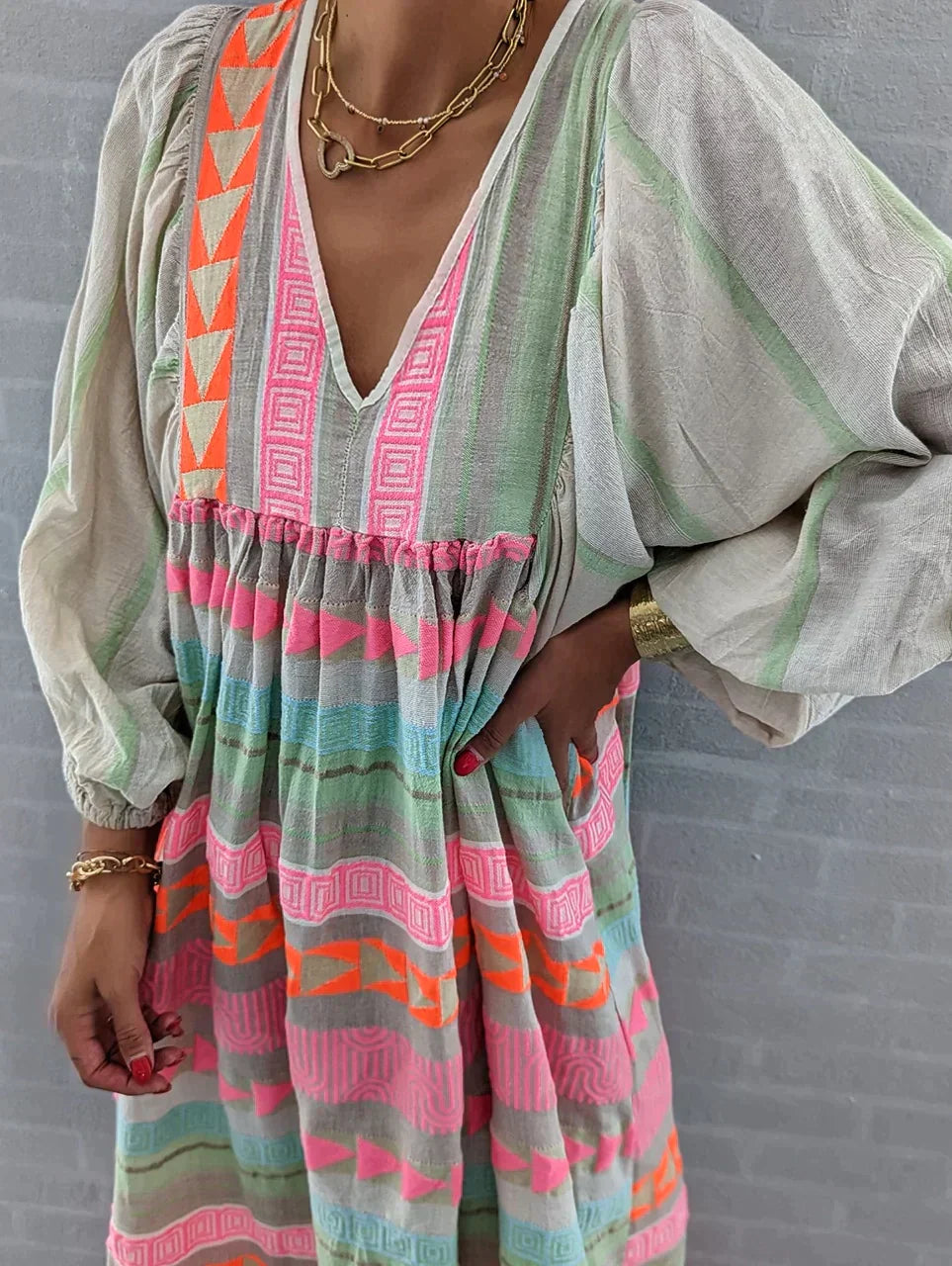 Robe longue d'été ample et colorée pour femmes - Confortable, élégante