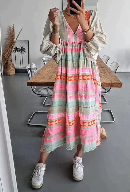 Robe longue d'été ample et colorée pour femmes - Confortable, élégante
