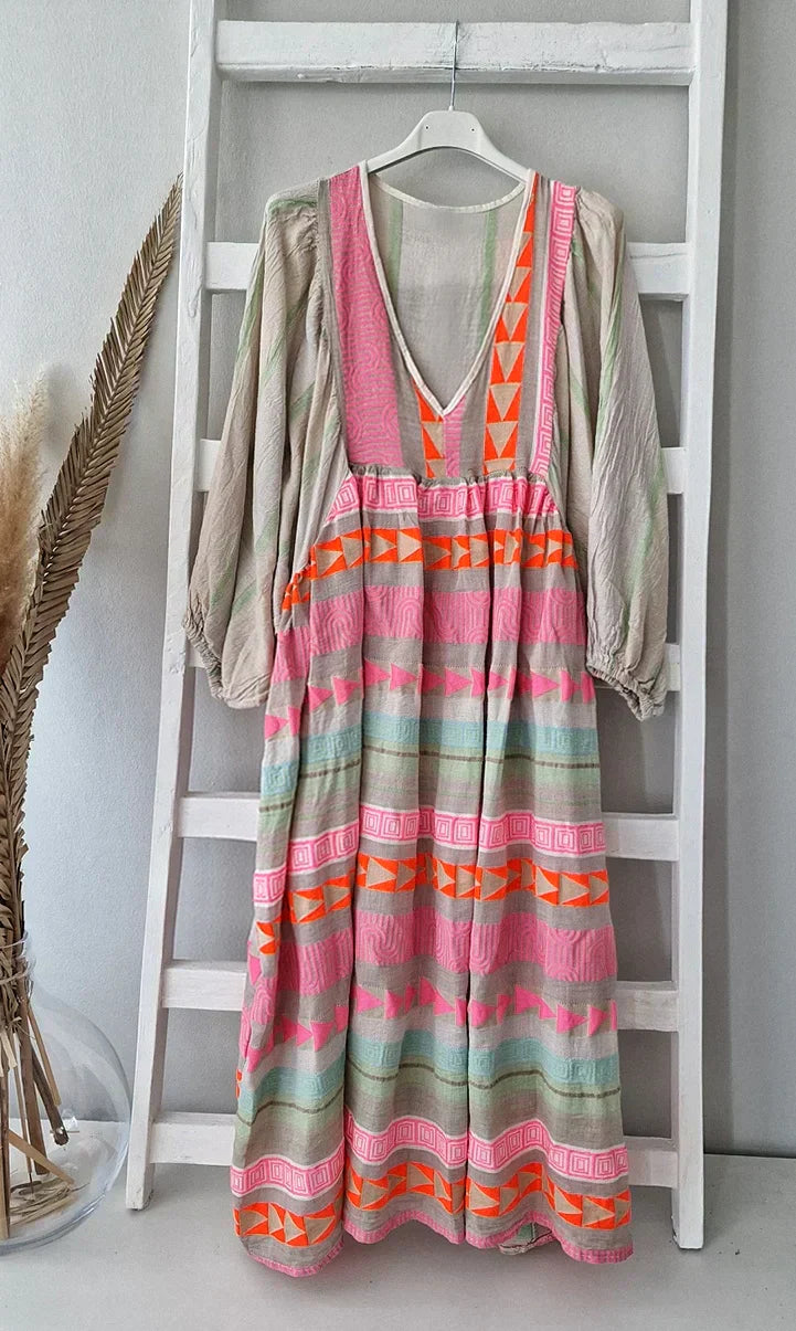 Robe longue d'été ample et colorée pour femmes - Confortable, élégante