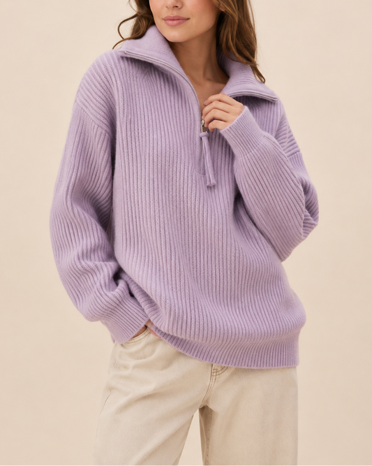 Maglione polo da donna con mezza zip - Sportivo e confortevole