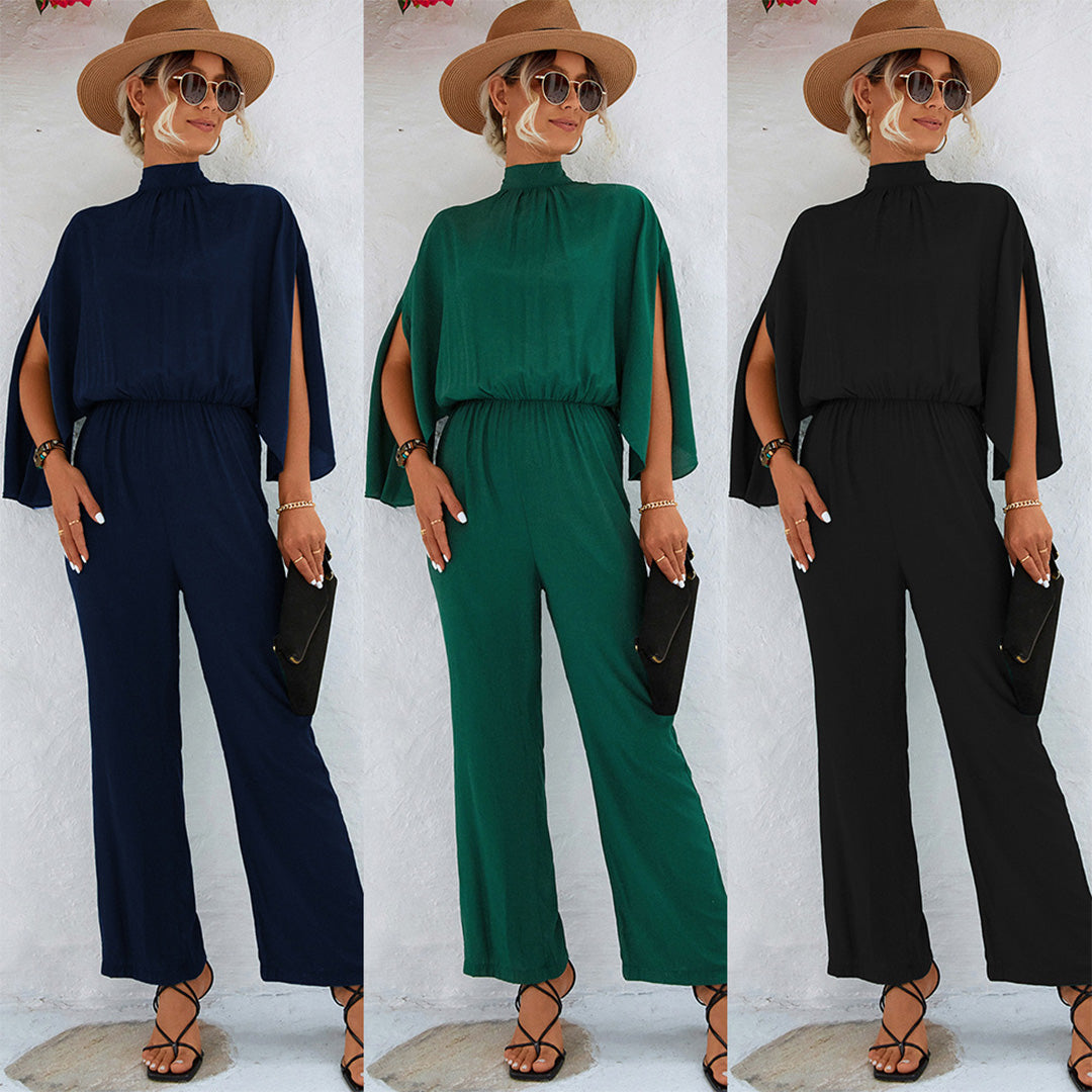 Wide Elegant One-Piece for Woman – High Neck with Split Cape Sleeves 3/4