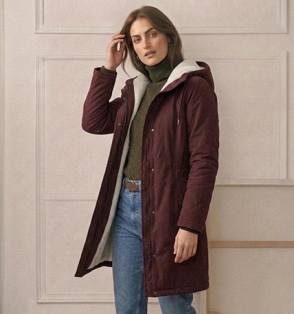 Women's Weather-Resistant Hooded Coat - Warm and Protective
